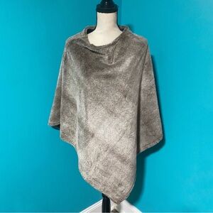 Brown Soft Faux Fur Poncho Shrug Shawl Sweater
